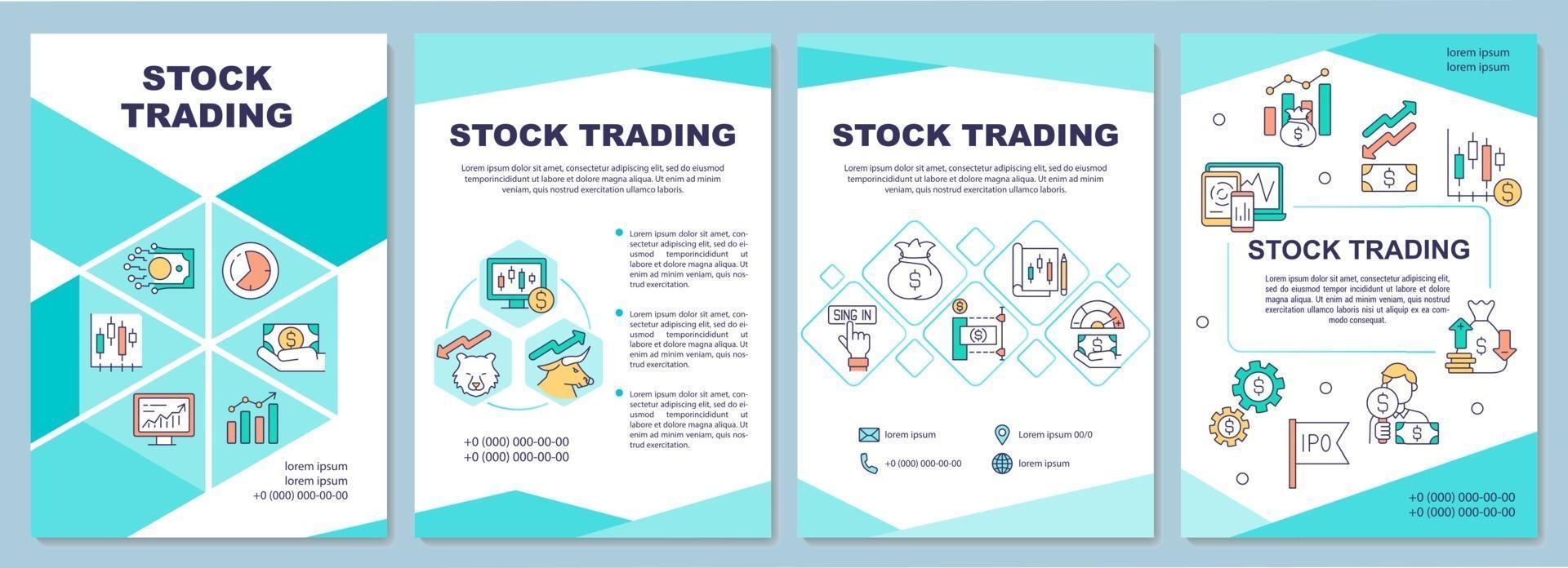 Stock trading brochure template vector