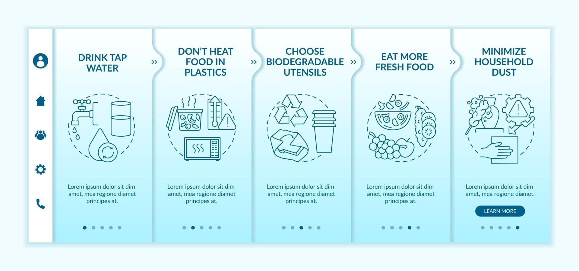 Avoiding microplastics tips onboarding vector template