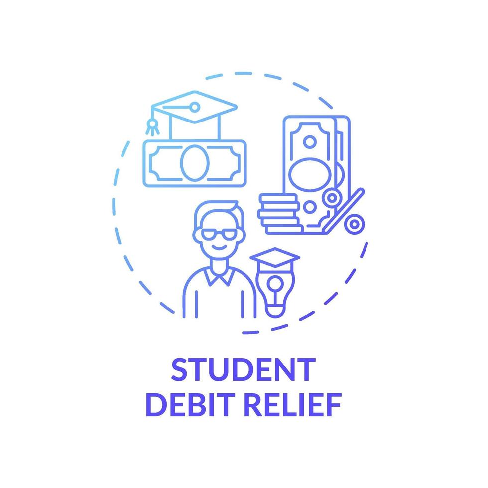 Student debt relief concept icon vector
