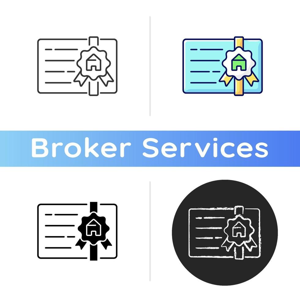 Broker's license icon vector