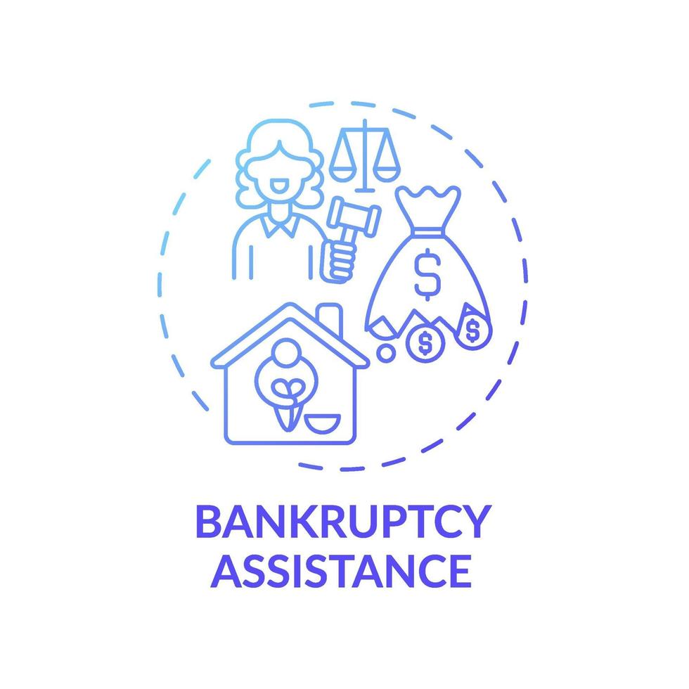 Bankruptcy assistance concept icon vector