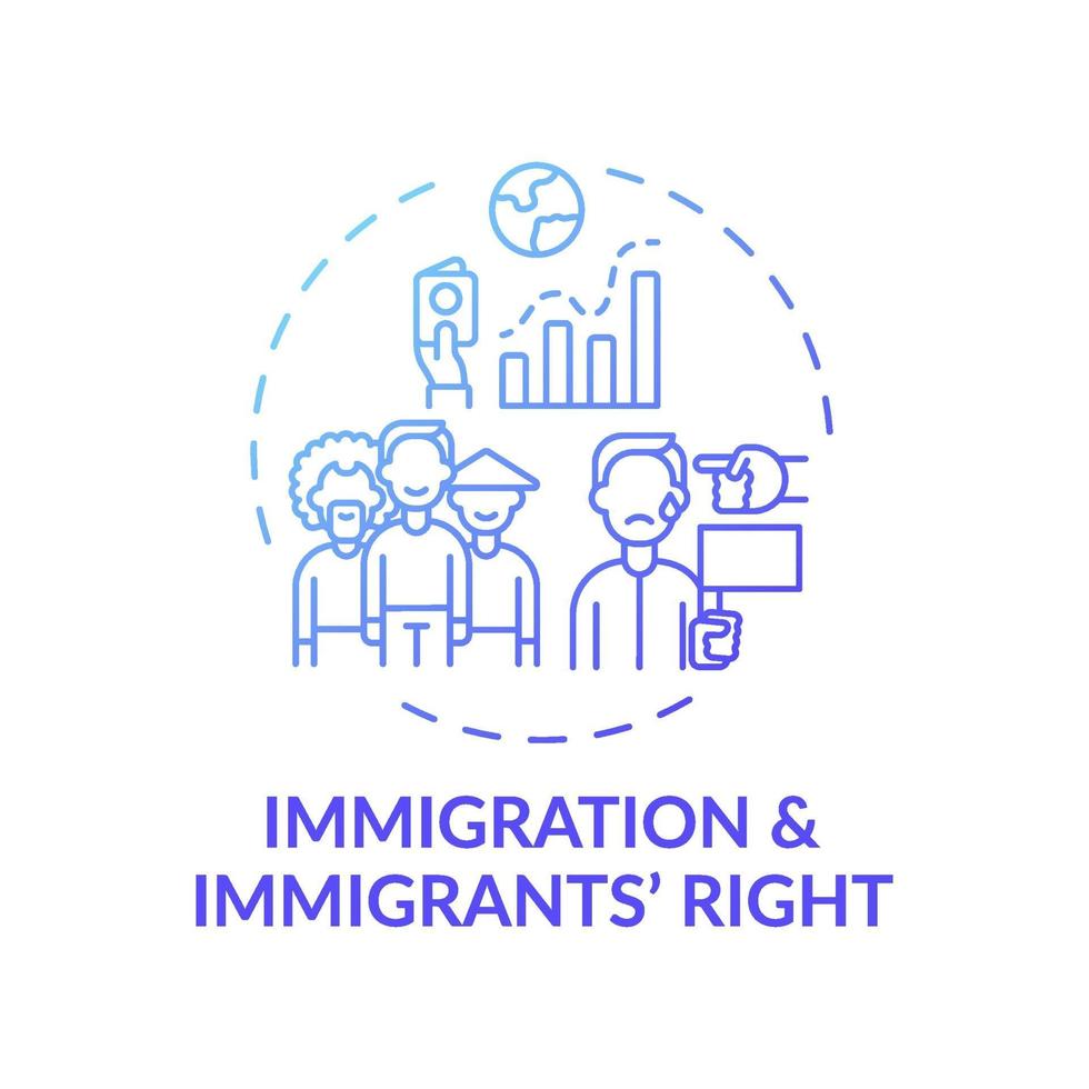 Icono de concepto de derecho de inmigración e inmigrantes vector