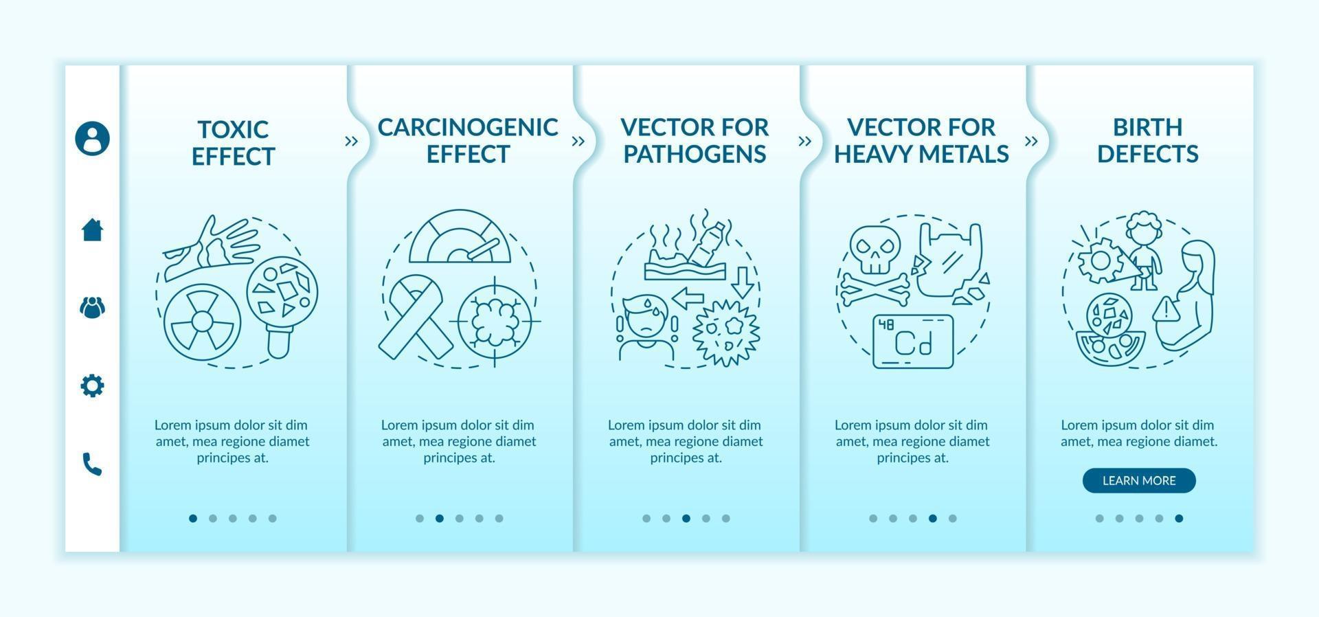 Microplastics health effects onboarding vector template