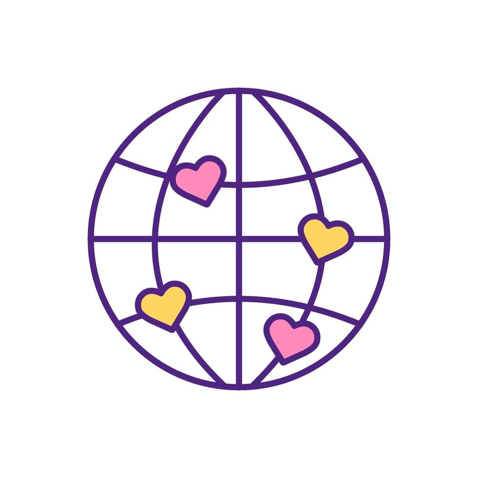 icono de color rgb de combinación de amor internacional. vector
