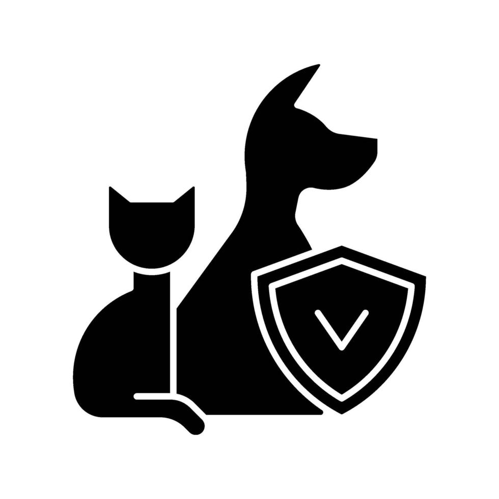 seguro de mascotas icono de glifo negro vector