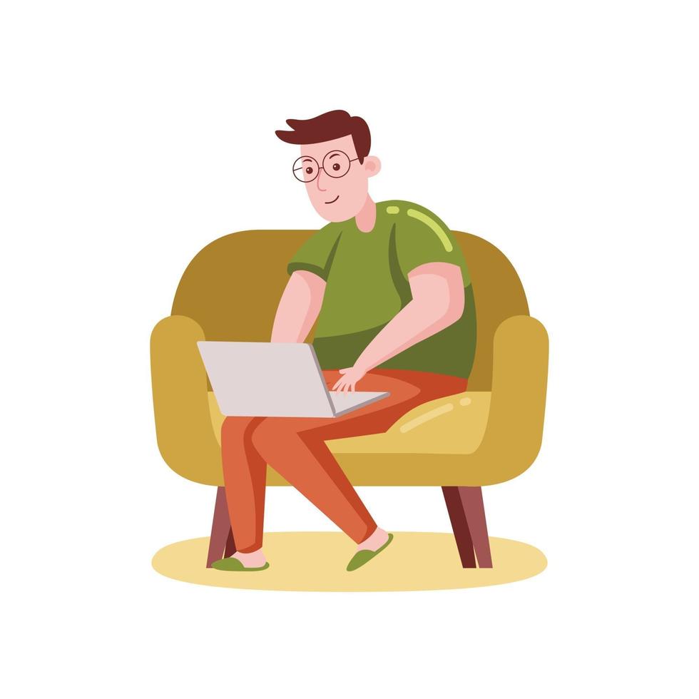 Man Working From Home vector