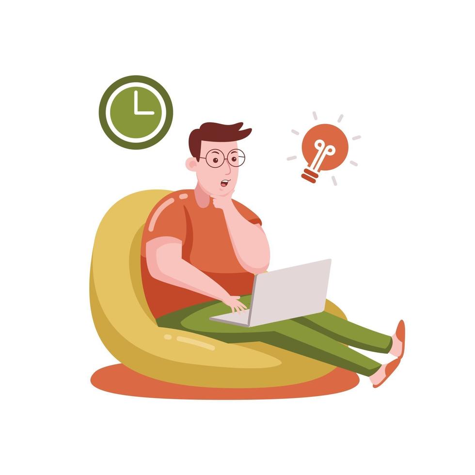 Man Working From Home vector