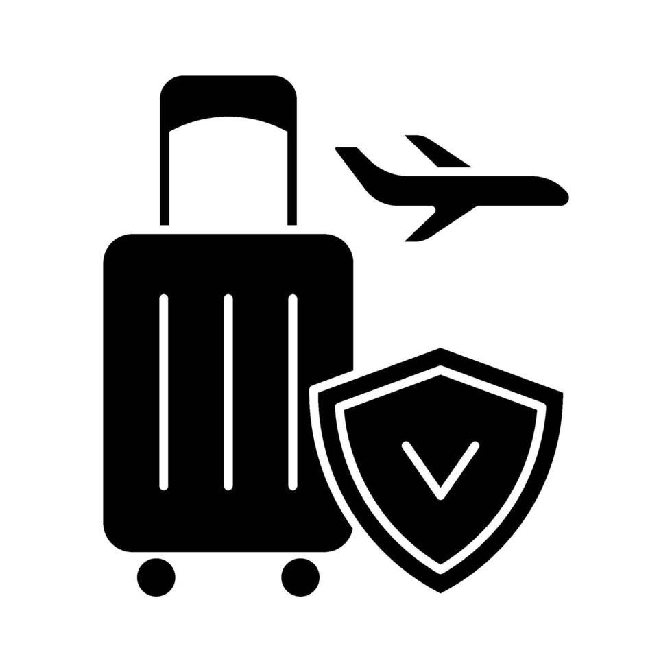 Travel insurance black glyph icon vector