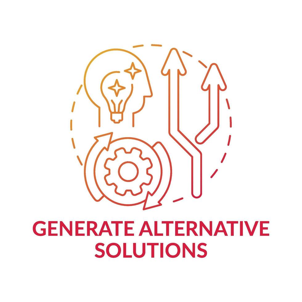 Generate alternative solutions red gradient concept icon vector