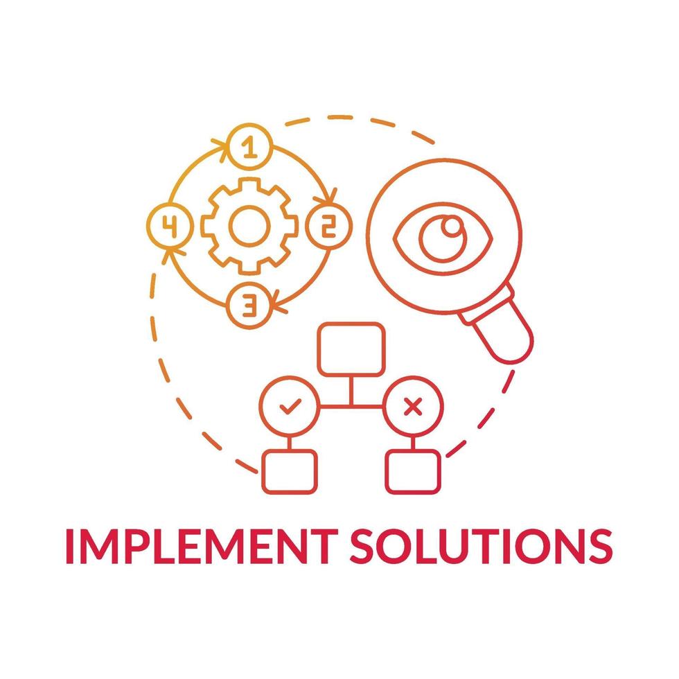 Implement solutions red gradient concept icon vector