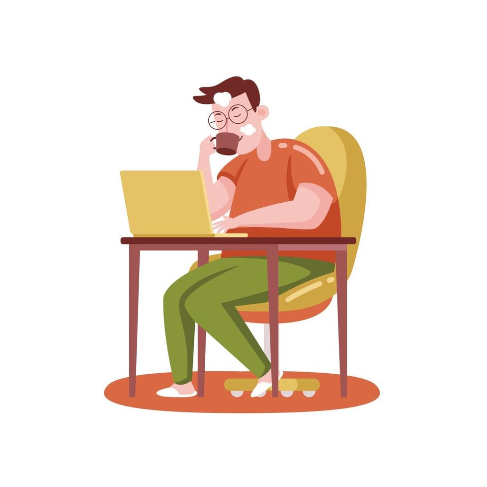 Man Working From Home vector