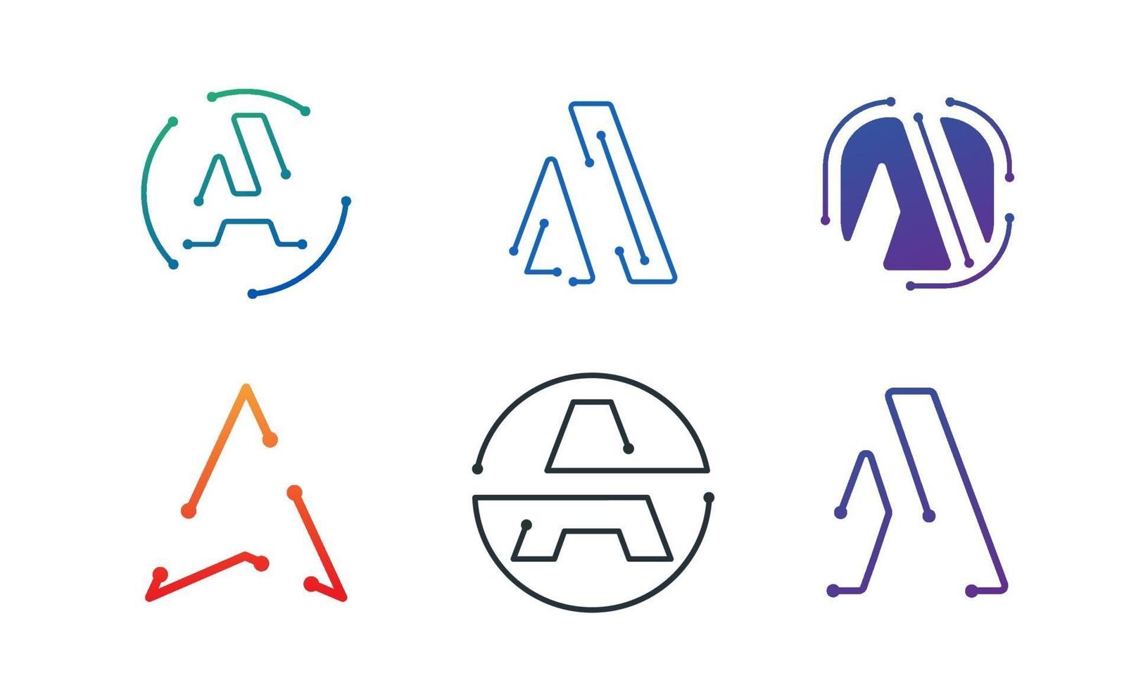 vector de inspiración de diseño de conjunto de logotipo de monoline inicial
