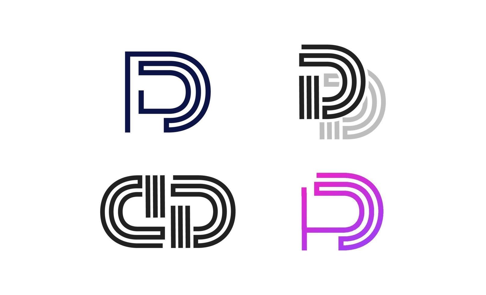 conjunto de logotipo de letra d de arte de línea simple y minimalista vector