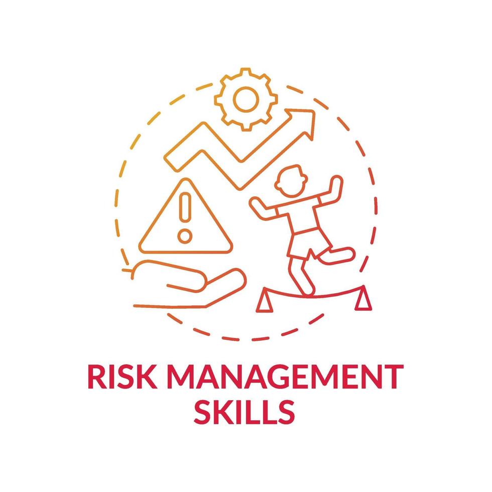 Risk management skills red gradient concept icon vector