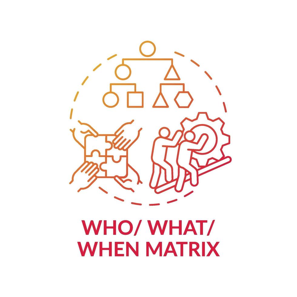 Who, what, when matrix red gradient concept icon vector