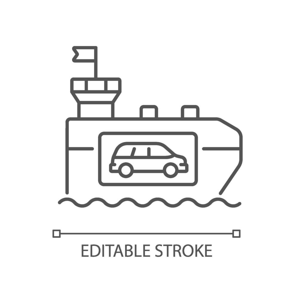 Vehicle carrier ship linear icon vector