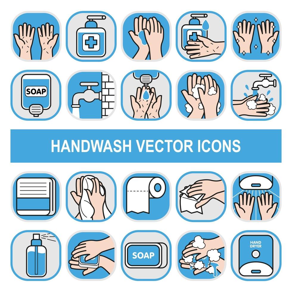 Handwash vector icons in filled outline design style.