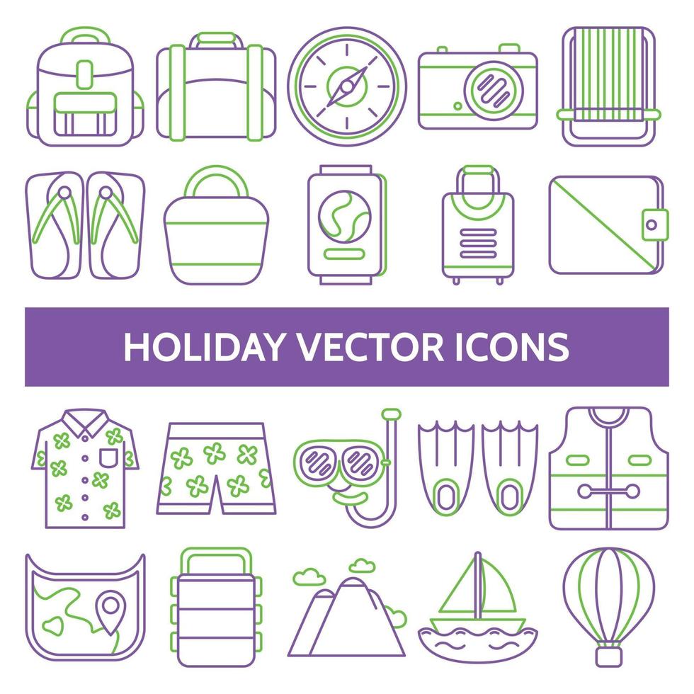 Holiday vector icons in outline design style.