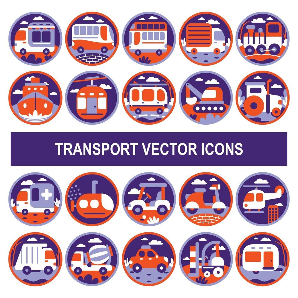 Transport vector icons in badge design style.