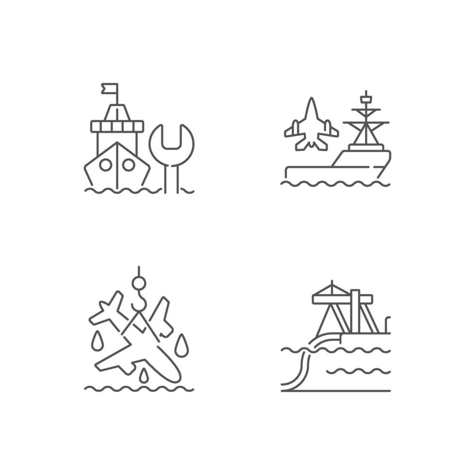 conjunto de iconos lineales del sector marítimo vector