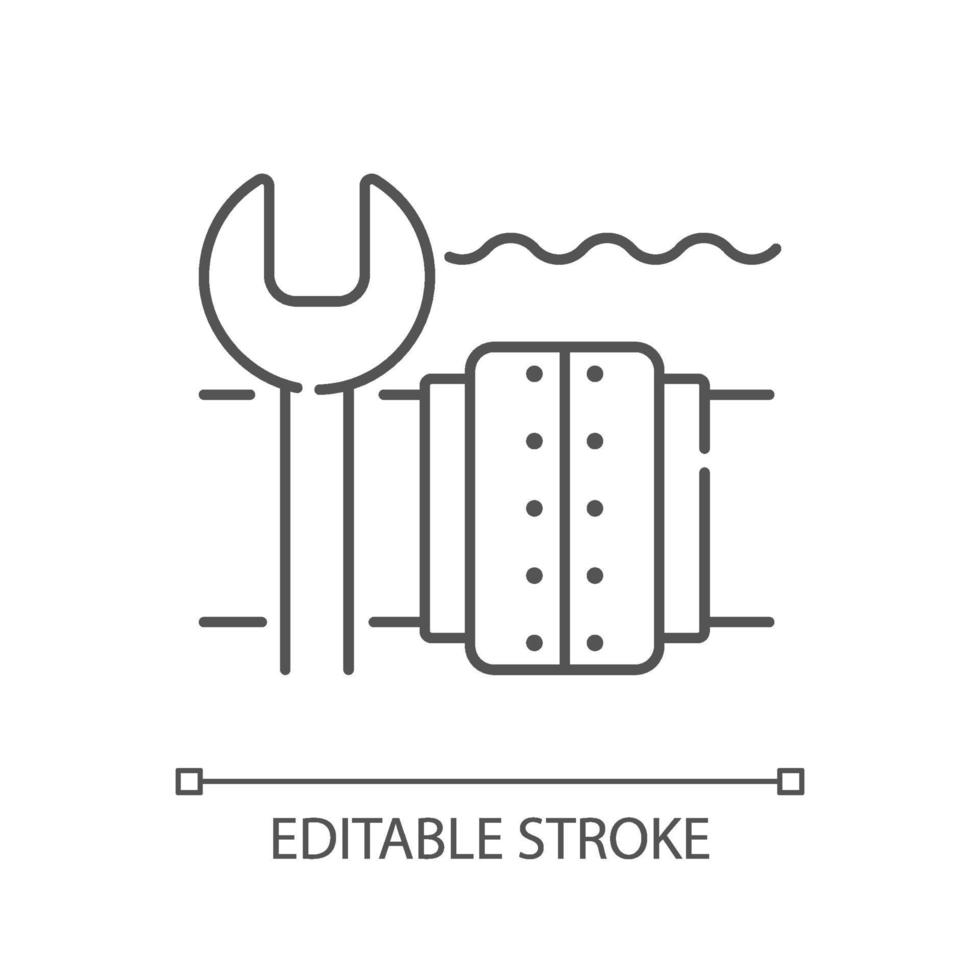 Underwater pipeline repair linear icon vector