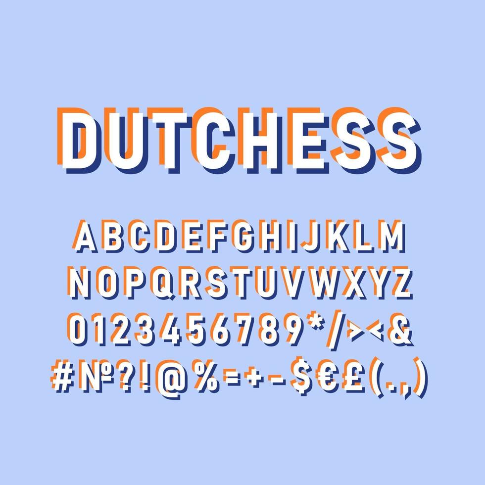 Dutchess vintage 3d vector alphabet set