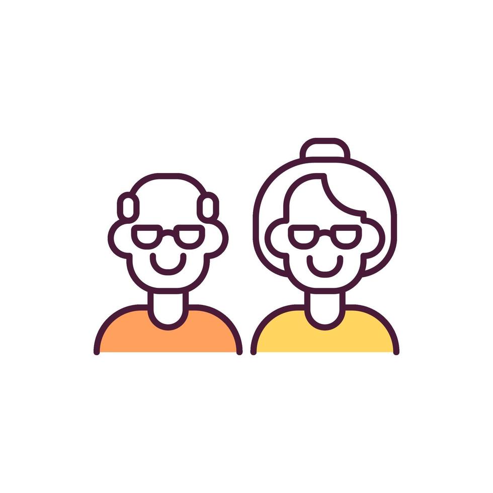 Old people RGB color icon vector