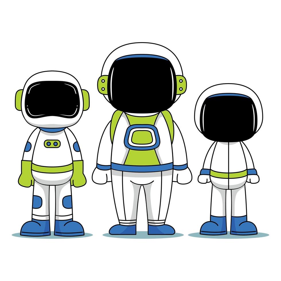 Personajes de astronauta en estilo de diseño plano. vector