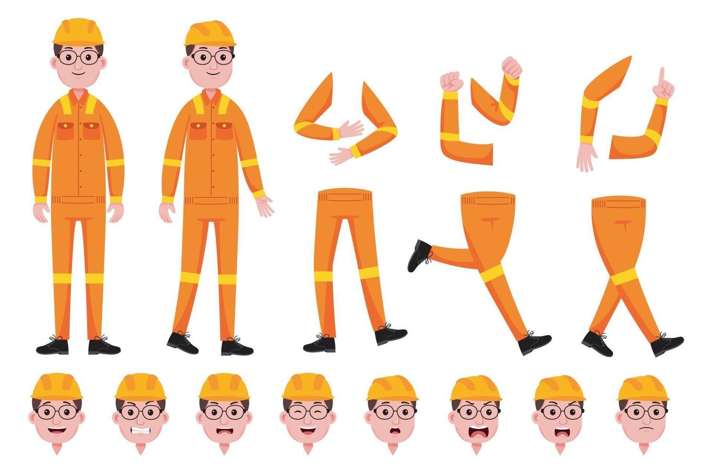 Engineer Man Character Creation Set vector