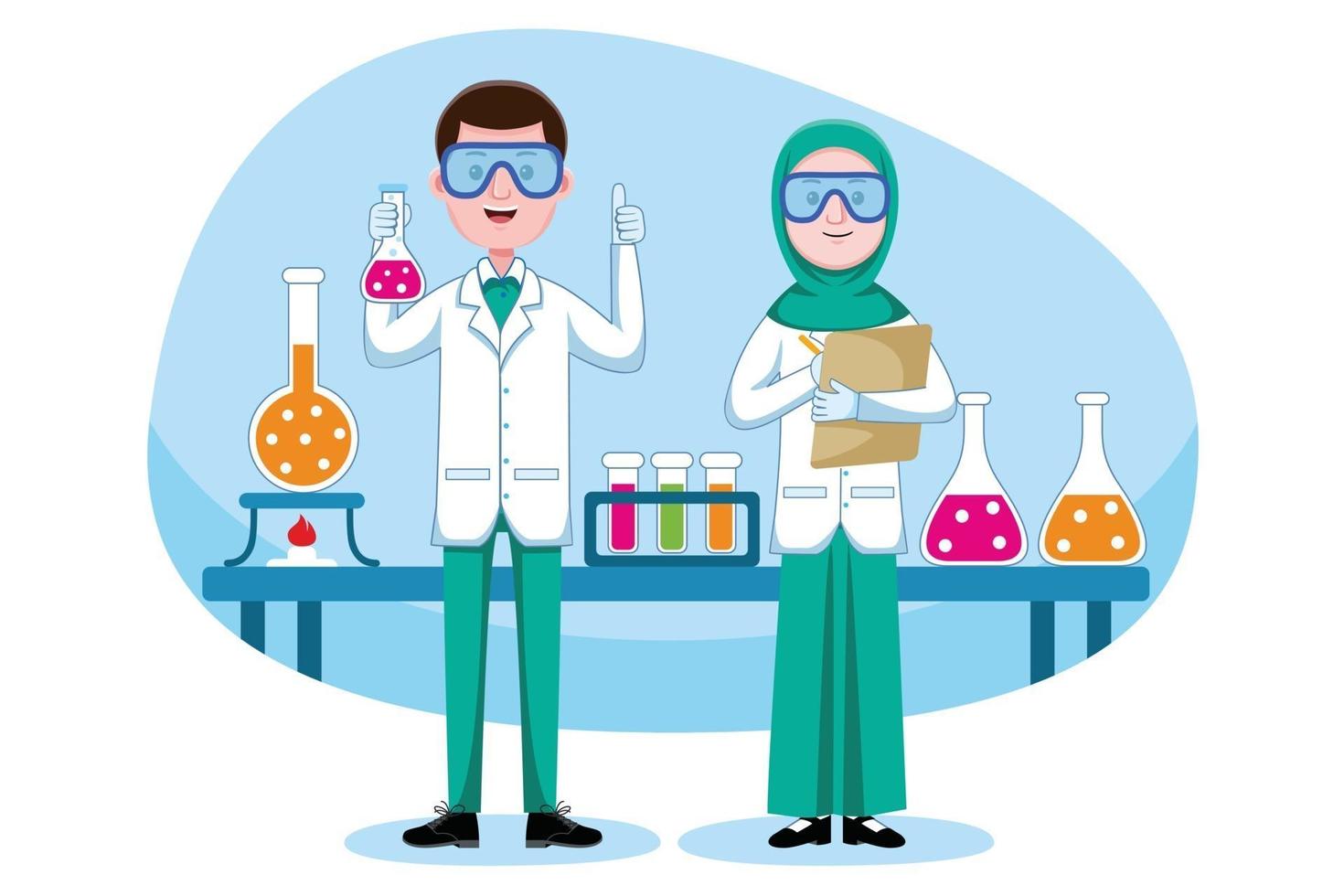 Chemist working in lab vector