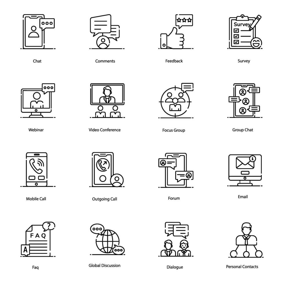 Modern, Discussion And Communication Icons vector