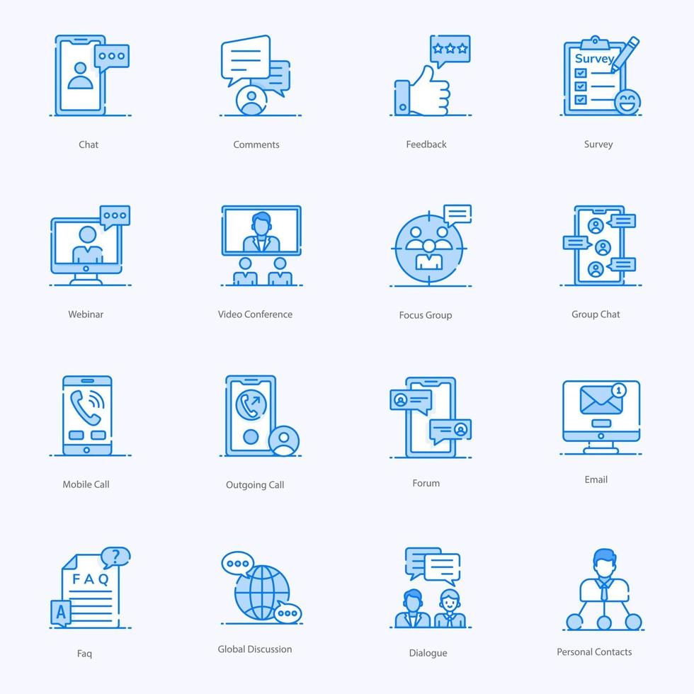 Modern, Discussion And Communication Icons vector