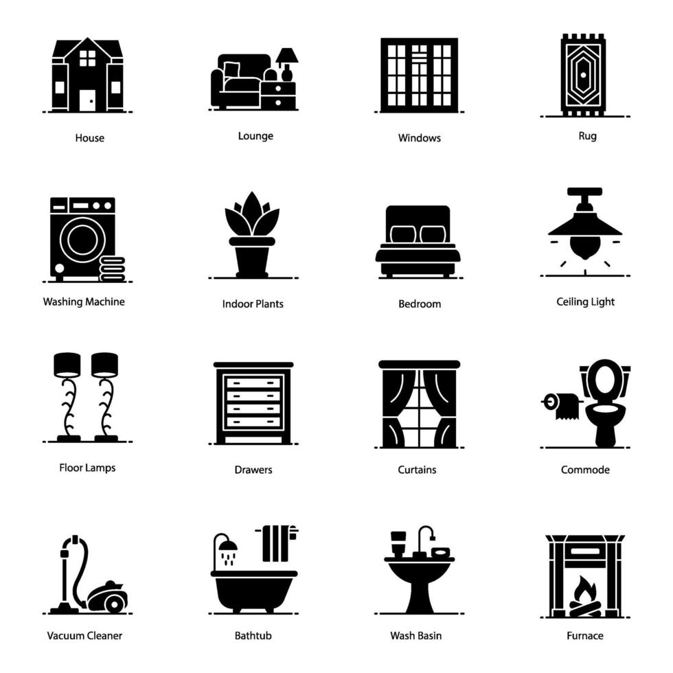 Home Adornment and  Interior Icons vector
