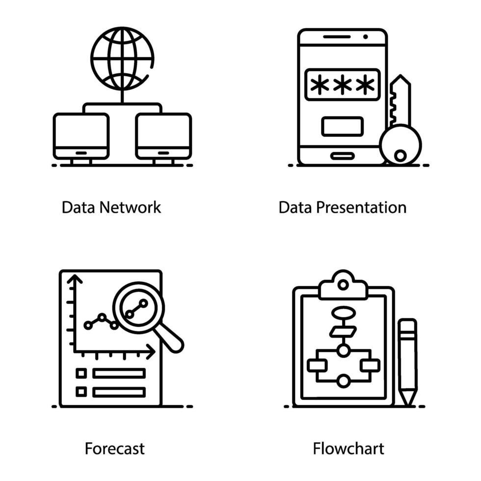 iconos de big data y datacenter vector