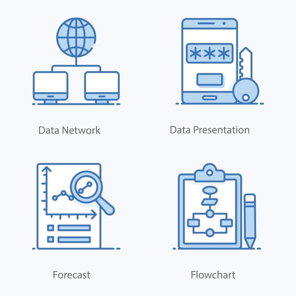 iconos de big data y datacenter vector