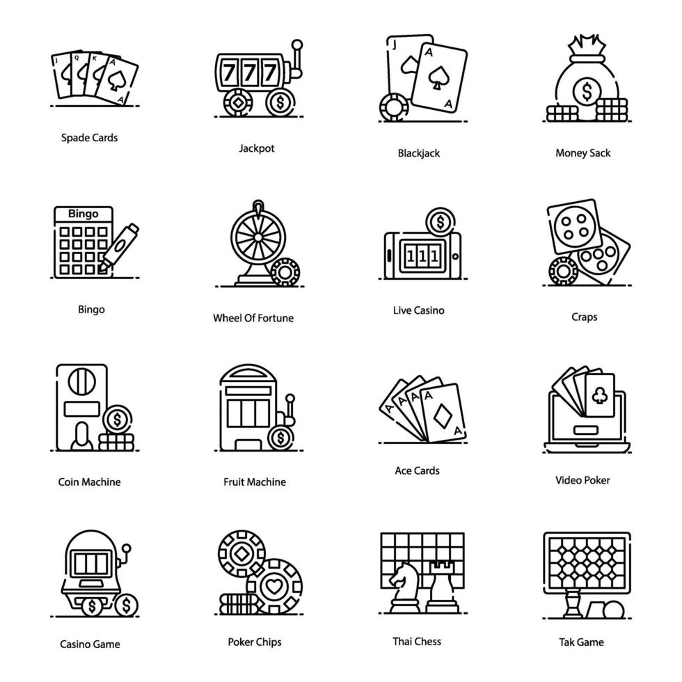 Trendy Casino and  Games Icons vector