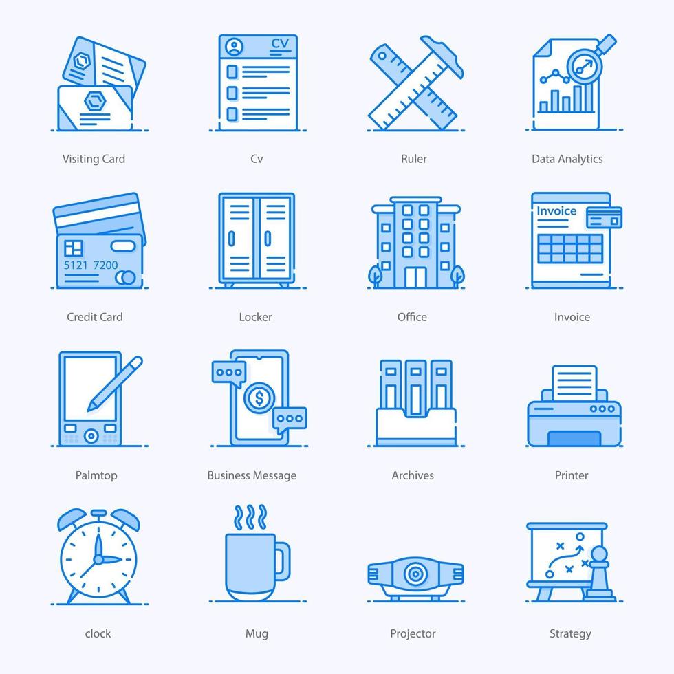 Office Accessories and Stationery Icons vector