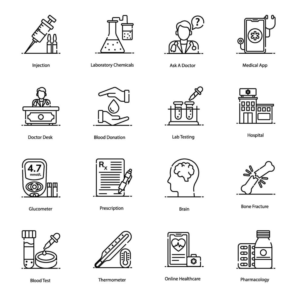 Medical and Lab Equipment Icons vector