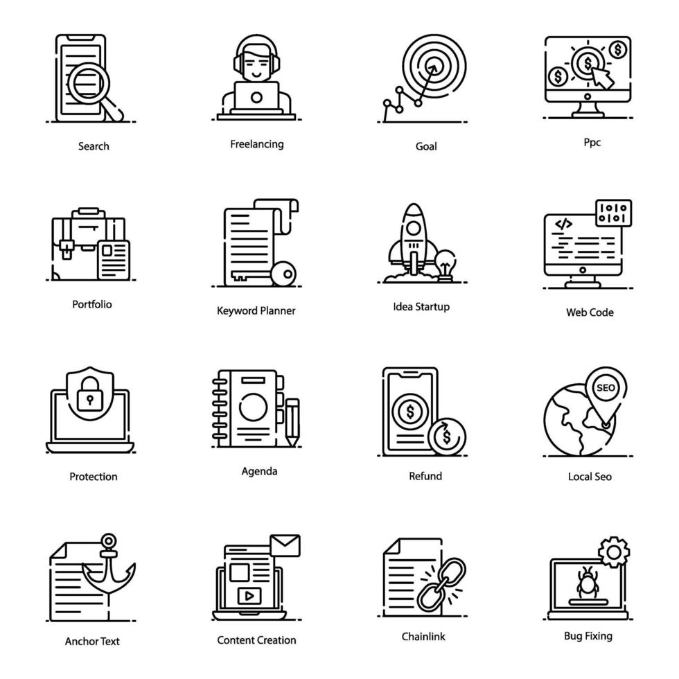 iconos de optimización web y seo vector