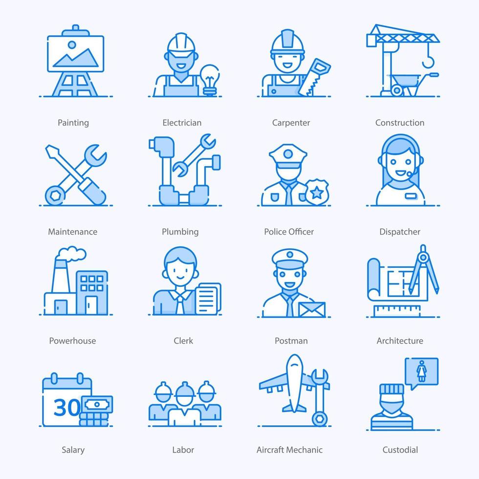 Blue Collar Jobs Icons vector