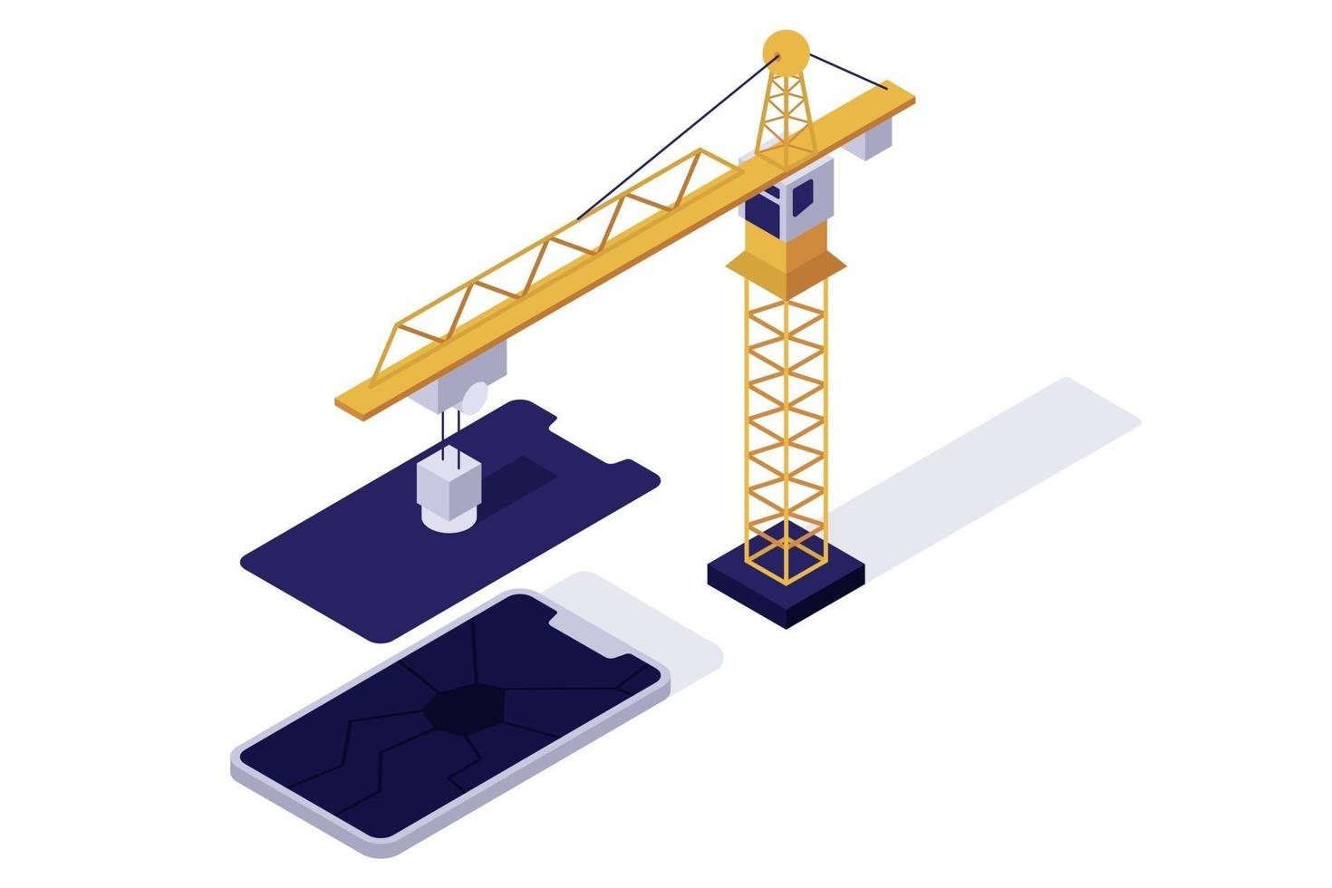 Isometric Phone Repair vector