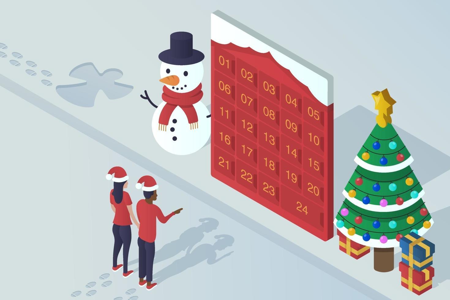 Isometric Christmas Scene vector