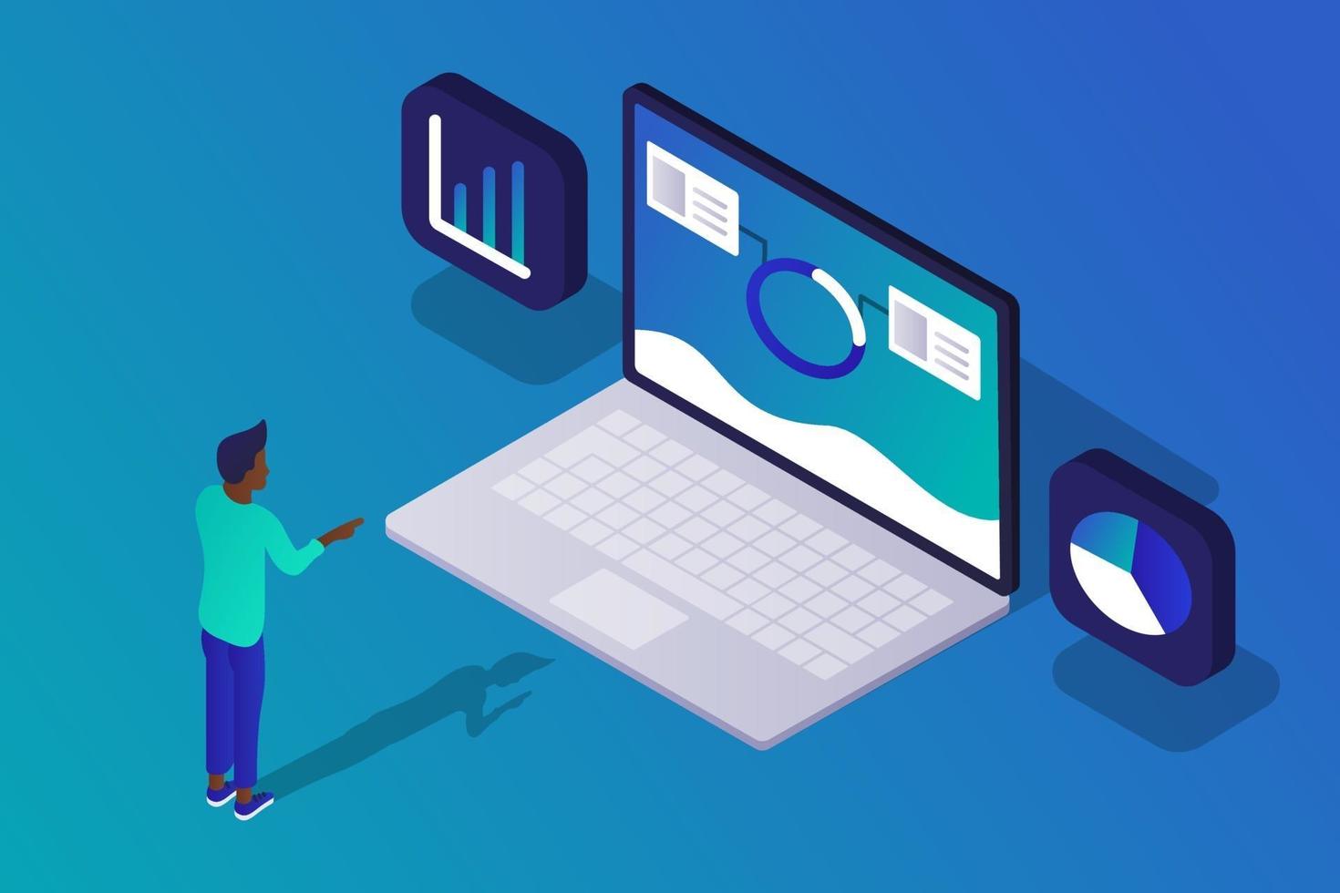 Isometric Laptop Data vector