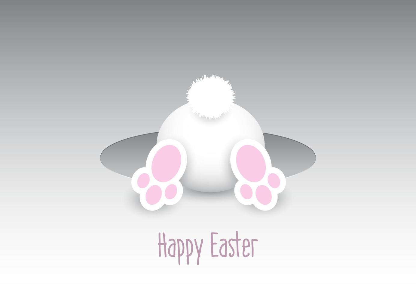 easter background with cute easter bunny looking down a rabbit hole vector