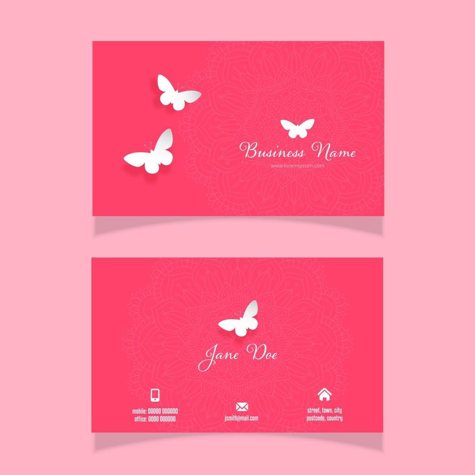 Business card with an elegant butterfly and mandala design vector