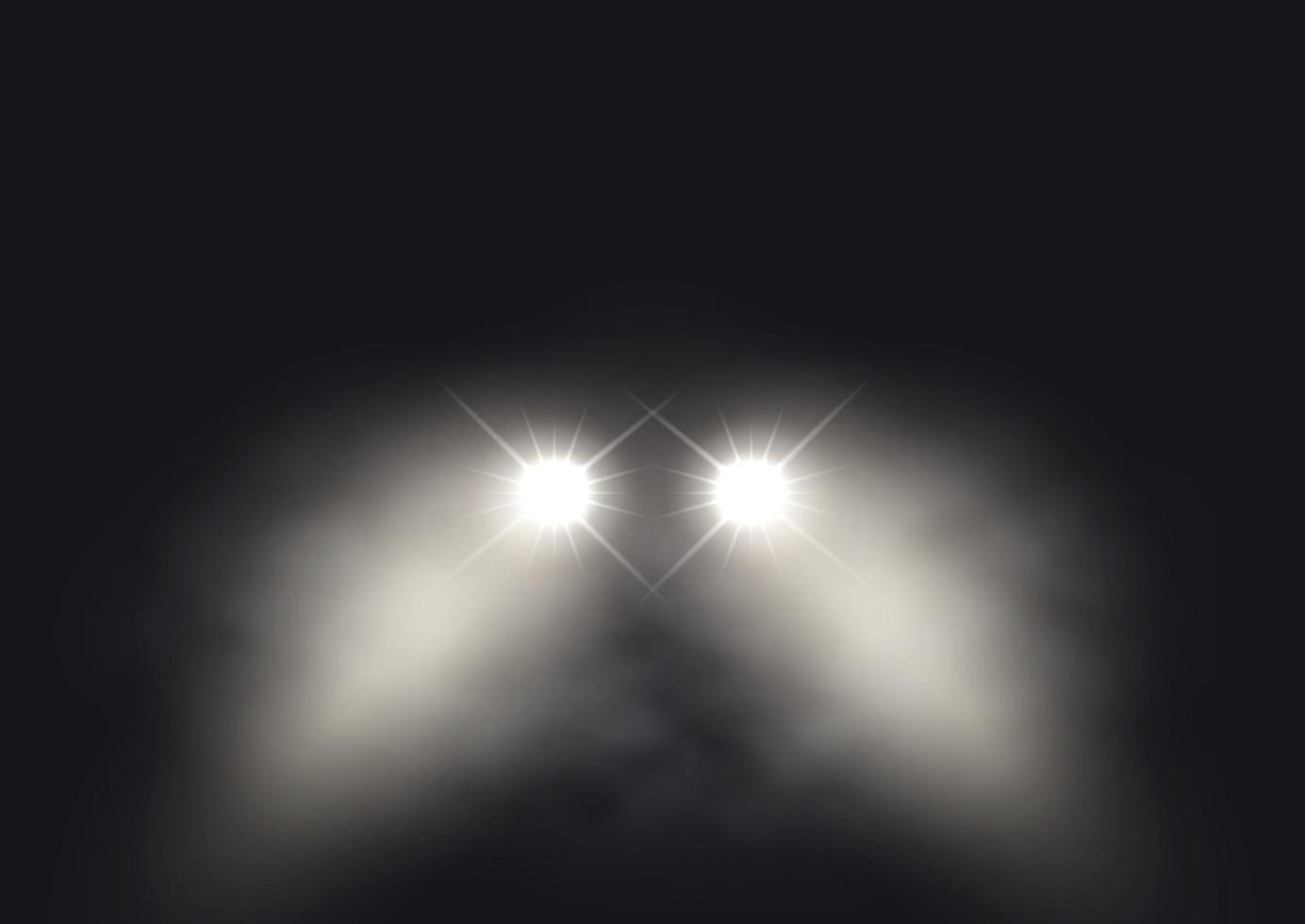 Car headlights in a foggy atmosphere design vector