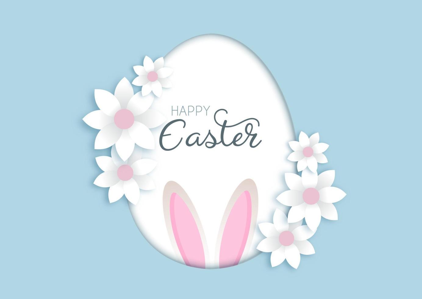 Cute Easter background with flowers and bunny ears vector