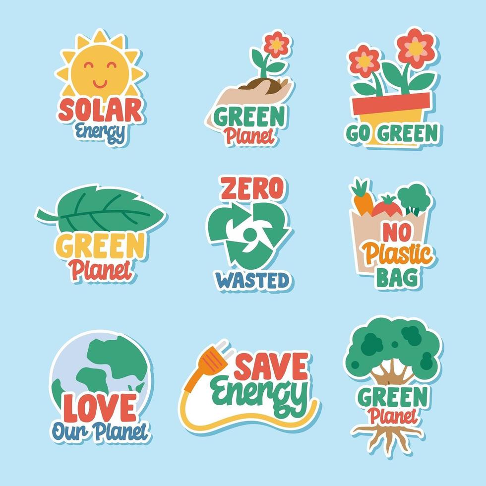 Earth Day Sticker Collection vector