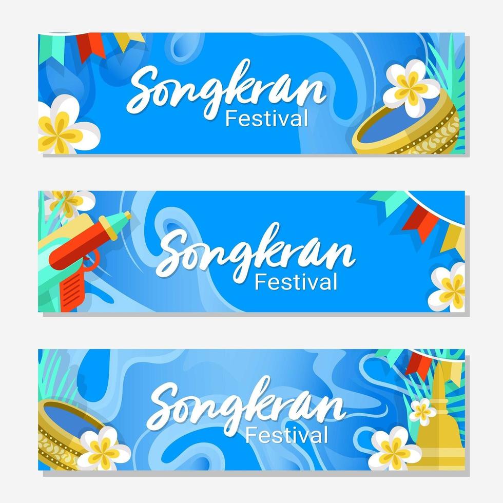 conjunto de banners del festival songkran vector