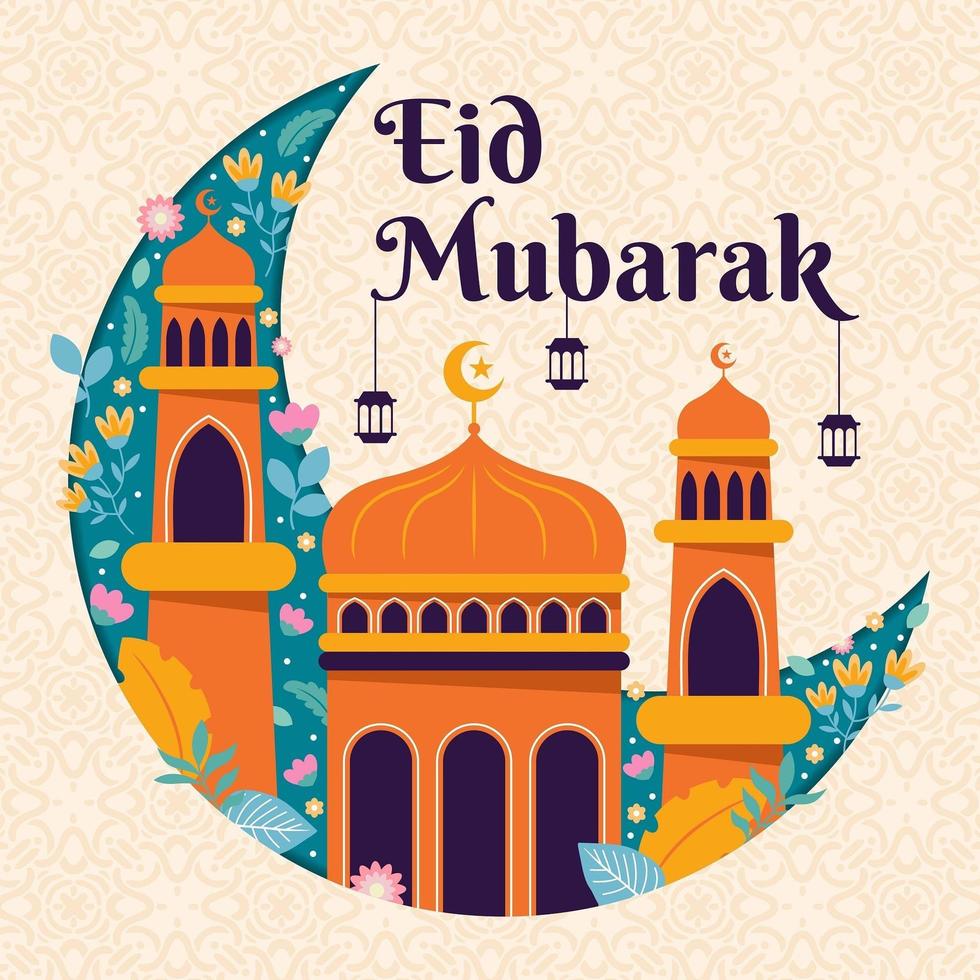 eid mubarak fondo floral vector